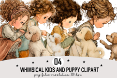 Whimsical Kids Puppy Clipart Watercolor PNG Product Image 1