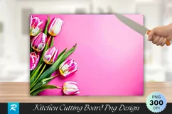 Fresh Lush Bouquet of Pink Tulips Cutting Board PNG Design Product Image 1