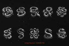 10 Bundle Dark Art Python Snake Skull Hand Drawn Tattoo Product Image 6