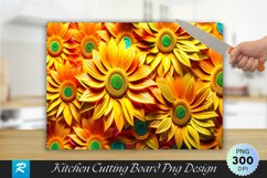 3D Sunflowers Cutting Board Sublimation Design Product Image 1