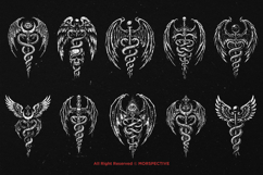 10 Bundle Dark Art Caduceus Snakes Wings Medicine Symbol Product Image 6