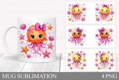 Cute Jellyfish Mug Design. Cute Jellyfish Sublimation Product Image 1
