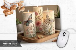 Butterfly and Floral Candle Designs Mouse Pad PNG Design Product Image 1