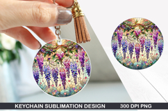 Flower Keychain Sublimation - Spring Keychain PNG Design Product Image 1