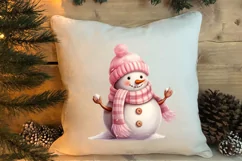 Pink Christmas Snowman Clipart, Christmas PNG Product Image 4