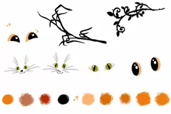 Halloween pumpkin head, cats, spiders and raven clipart Product Image 2