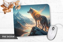 Glowing Wolf Overlooking a Frozen Valley Mouse Pad Design Product Image 1