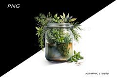 Watercolor bottle and herbs clipart Product Image 1