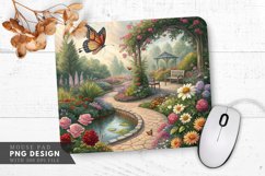 Butterfly Bliss Floral Garden Design Plan Mouse Pad PNG Product Image 1