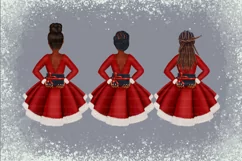 Christmas clipart, Black Santa girl clipart, Christmas PNG Product Image 7