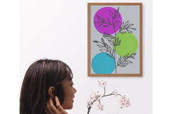 Modern Leaf Silhouette with Color Circles Embroidery Product Image 4