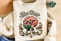 Ideas Bloom In Quiet Minds Funny Brain Reading Book Shirt Product Image 4