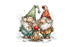 7 JPG Whimsical Cute Christmas Gnomes Illustrations Bundle Product Image 3