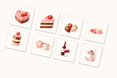 Romantic Valentine Watercolor Clipart Set, Couple Love PNG Product Image 4