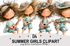 Summer Girls Clipart Watercolor Clipart png Product Image 1
