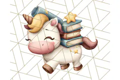 Magical Bookish Unicorn PNG Clipart Reading Books & Stories Product Image 4