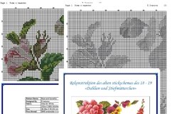 Vintage Cross Stitch Scheme Dahlia and pansies Product Image 3