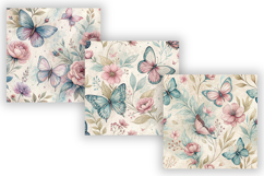 Shabby Chic Butterfly Seamless Patterns, Vintage Floral Product Image 4