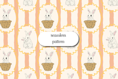 Easter Bunny Seamless Pattern, Vintage Nursery Spring Art Product Image 1