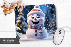 Snowman with Smiling Face and Snowy Branches Mouse Pad PNG Product Image 1
