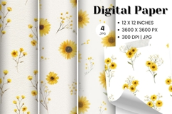 Flower Pattern Background Wallpaper Digital Paper_1 Product Image 1