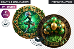 Saint Patrick Clipart Celtic Irish PNG round coaster Product Image 1