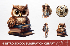 Retro School Sublimation Clipart, School Clipart PNG Product Image 1