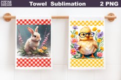 Farm Kitchen Waffle Towel | Spring Animals Towel Sublimation Product Image 1