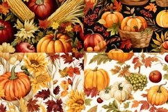 Harvest Season Seamless Patterns, Fall Seamless Patterns, Pumpkin Patch Seamless Background, Harvest Seamless Pattern, 300DPI