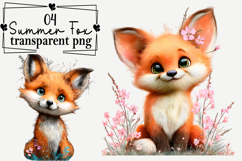 Whimsical Summer Fox Clipart Watercolor PNG Product Image 1