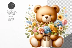 Teddy bear clipart, Flowers clipart, Floral clipart Product Image 1