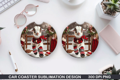 Goat Car Coaster Sublimation| Christmas Coaster PNG Product Image 1