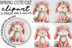Whimsical Spring Cute Cat Clipart Product Image 1