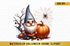 Watercolor Halloween Gnome Clipart, Halloween Gnome Bundle Product Image 4