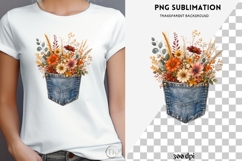 Autumn denim pocket png design for T-shirts Product Image 4