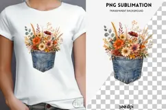 Autumn denim pocket png design for T-shirts Product Image 4