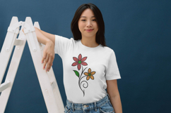 Dual Bloom Floral Outline Embroidery Design File Product Image 4