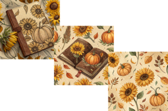Pressed Sunflower &amp; Pumpkin Fall Journal Seamless Pattern Product Image 4