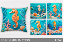 Seahorse Pillow Sublimation. Seahorse Sublimation Product Image 1