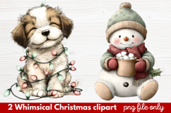 2 Whimsical Christmas Clipart | Cute Holiday PNG Set Product Image 1