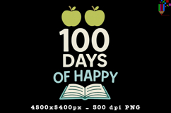 100 Days of Happy Apples Book School Sublimation Design Product Image 1