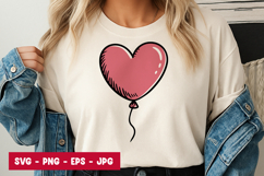 Pink Heart Balloon Love SVG PNG Product Image 1