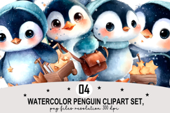 Watercolor Penguin Clipart png Whimsical Penguin Clipart Product Image 1