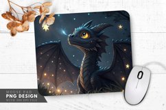 Curious Night Dragon Among Stars Mouse Pad PNG Design Product Image 1