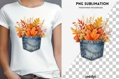 Autumn denim pocket png design for T-shirts Product Image 4