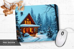 Cozy Cabin with Snowy Roof Mouse Pad PNG Design Product Image 1