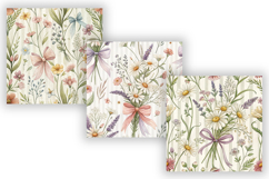 Coquette Bow Wildflower Digital Paper, Pastel Cottagecore Product Image 4