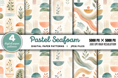 Pastel Seafoam Teal Blush Digital Paper JPG Product Image 1