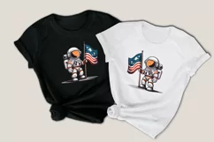 cute baby astronaut holding USA flag clipart svg, Product Image 2