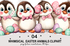Whimsical Easter Animals Clipart Watercolor png Product Image 1